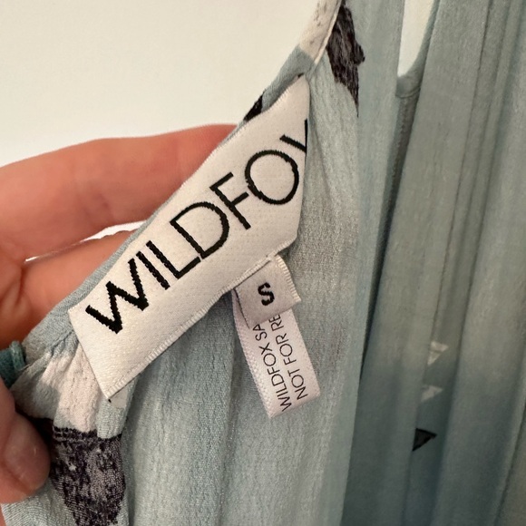 Wildfox light blue loose fit arrow print low back wide-leg jumpsuit - size S - Picture 9 of 12